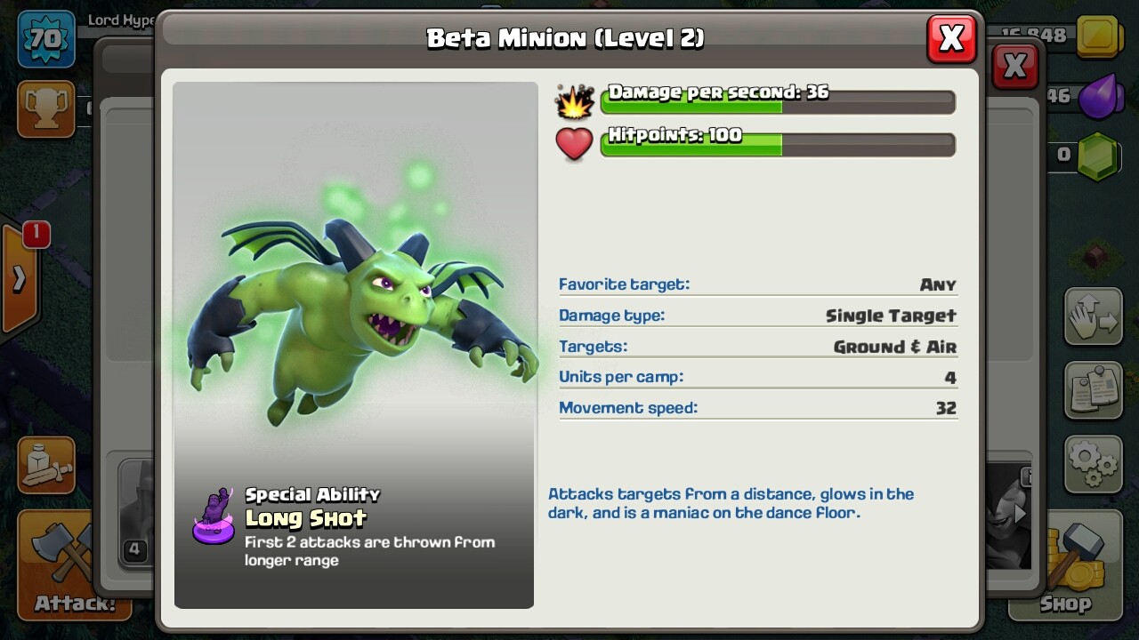 clash of clans beta minion