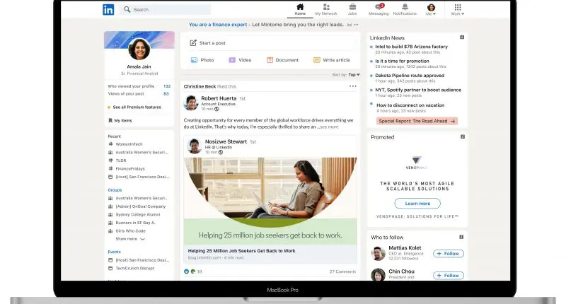 LinkedIn new interface