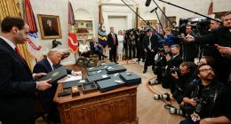 Donald Trump signing executive orders as 47th President of the United States