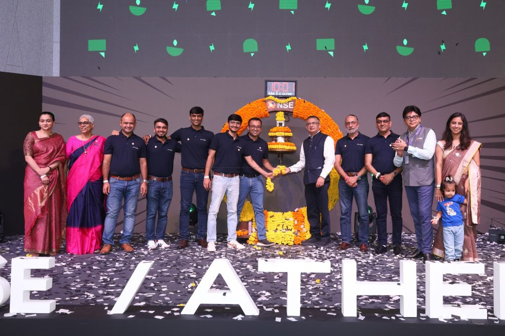 Ather Energy management team at the company's NSE listing in India