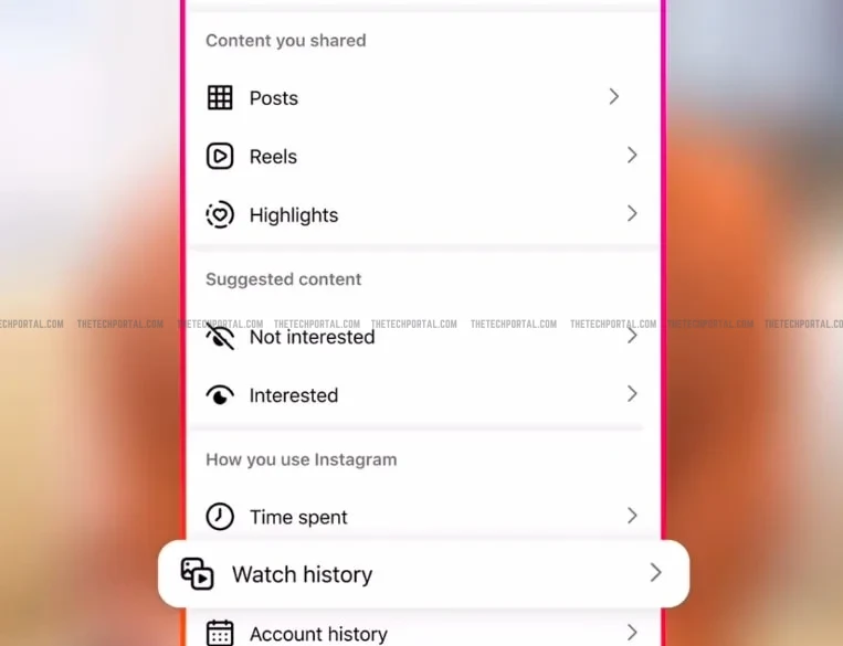 Instagram watch history reels