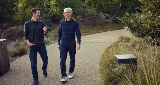 Apple CEO Tim Cook with incoming CEO John Ternus
